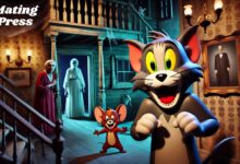 Tom and Jerry Mouse Scares House Lady Gif