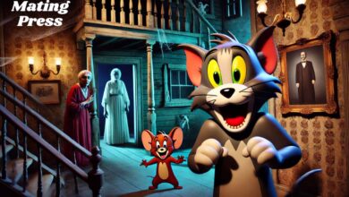 Tom and Jerry Mouse Scares House Lady Gif