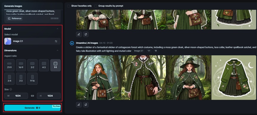 Refine parameters and generate for Dreamina