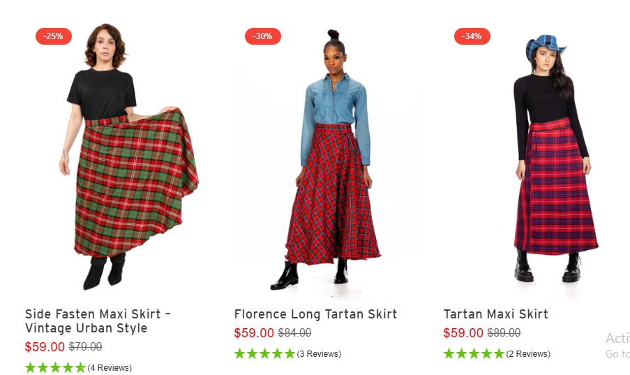 Long Plaid Pleated Skirt