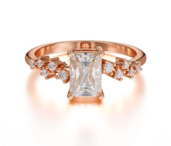 1ct Emerald Moissanite Ring